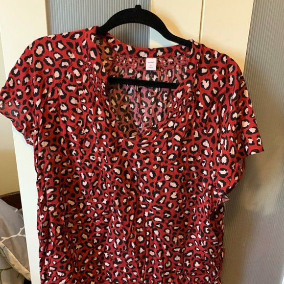 Old Navy XL Animal Print Blouse, Red - Picture 1 of 3
